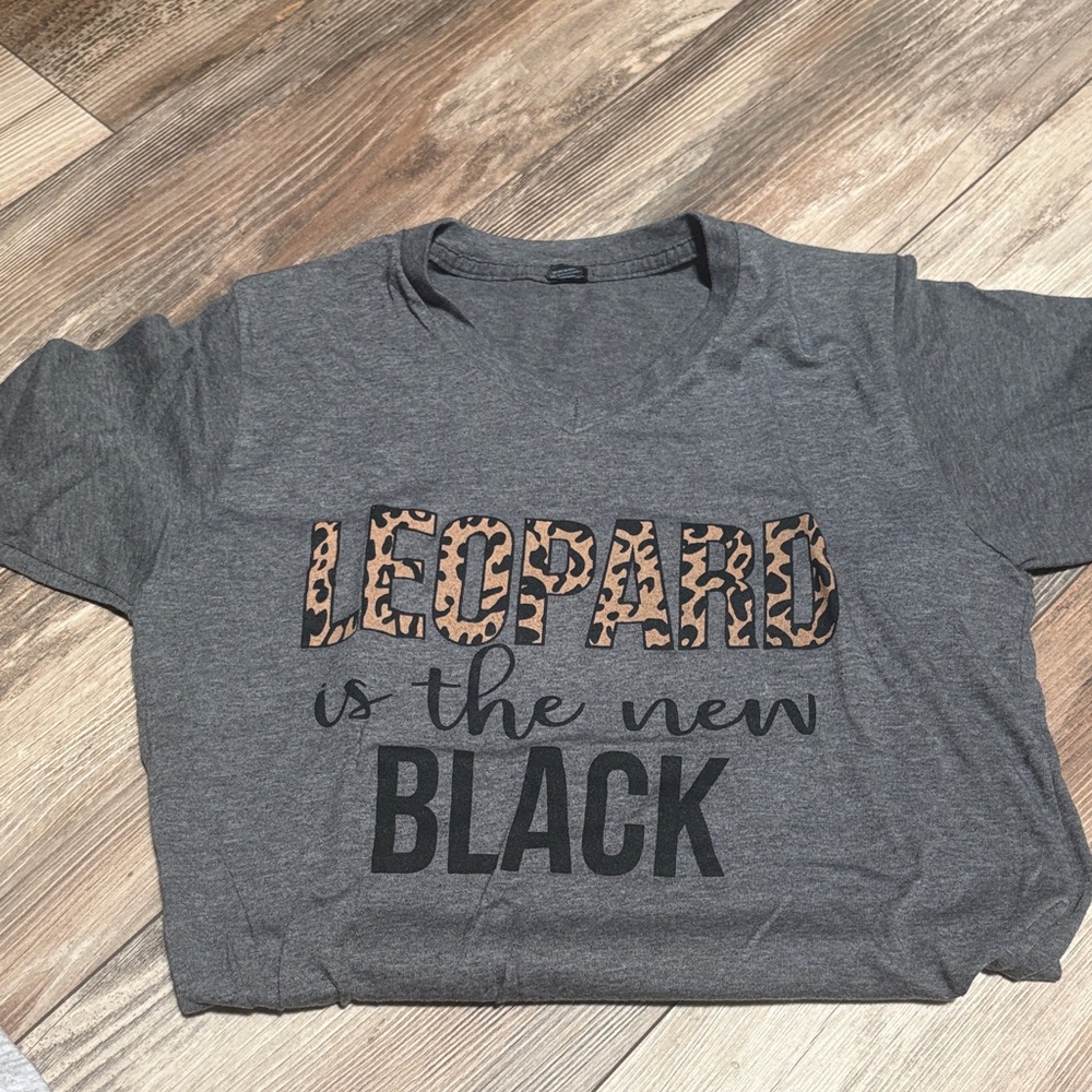 Leopard is the new black v-neck tee
